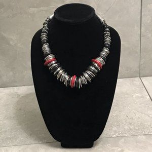 5/$15 Red/Silver/Black Necklace w/ Disk Beads